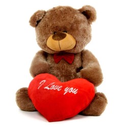 3.5 feet big dark brown teddy bear with red I Love You Heart